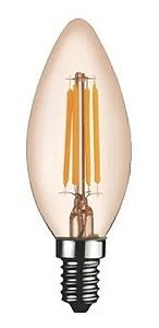 LAMPADA FILAMENTO DE LED VELA C35 4W AMBAR 2200K 220V E-14